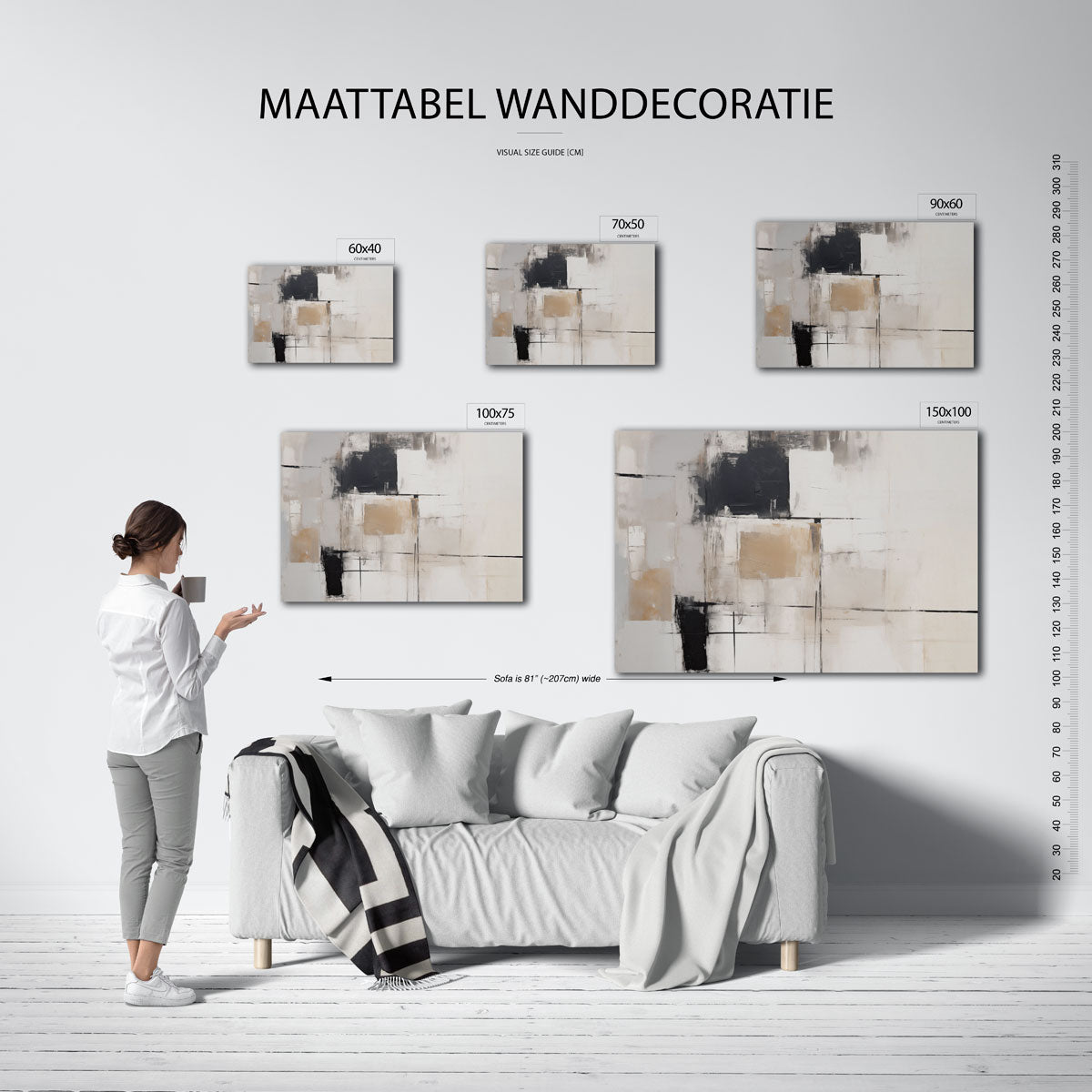 Geometrische compositie – Geometrische – moderne liggende wandkunst