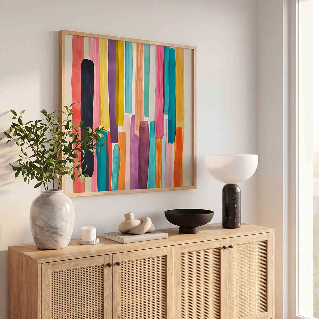 Verticale strepen – kunst en design poster in vierkant formaat