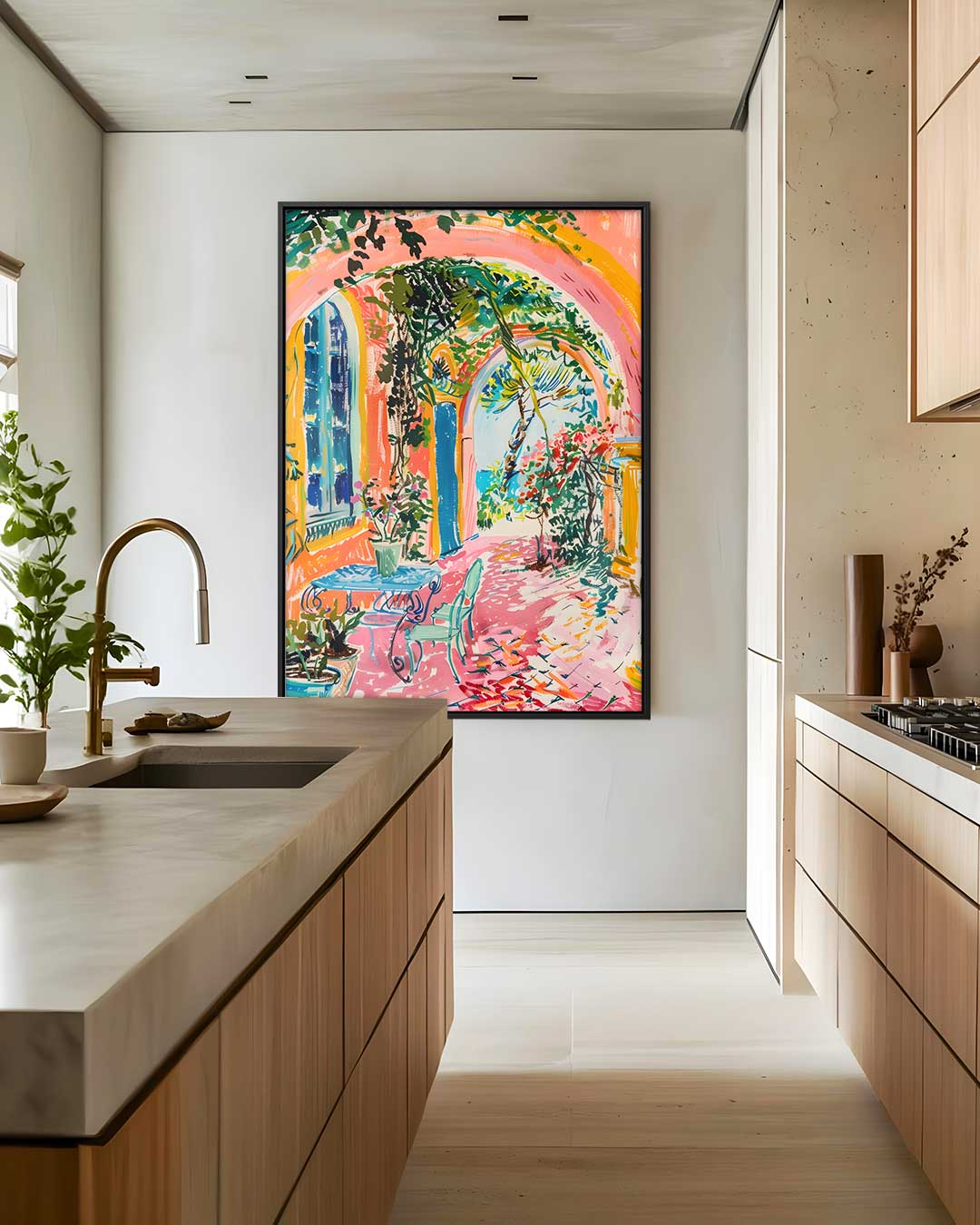 Kleurrijke Zomertuin – modern portret kunstwerk van WallArtistic