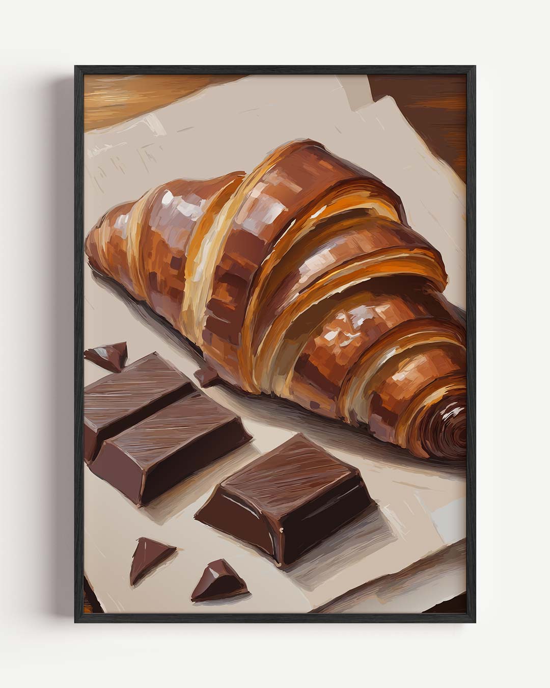 Croissant & Chocolade Kunstposter – keuken portret poster als wanddecoratie