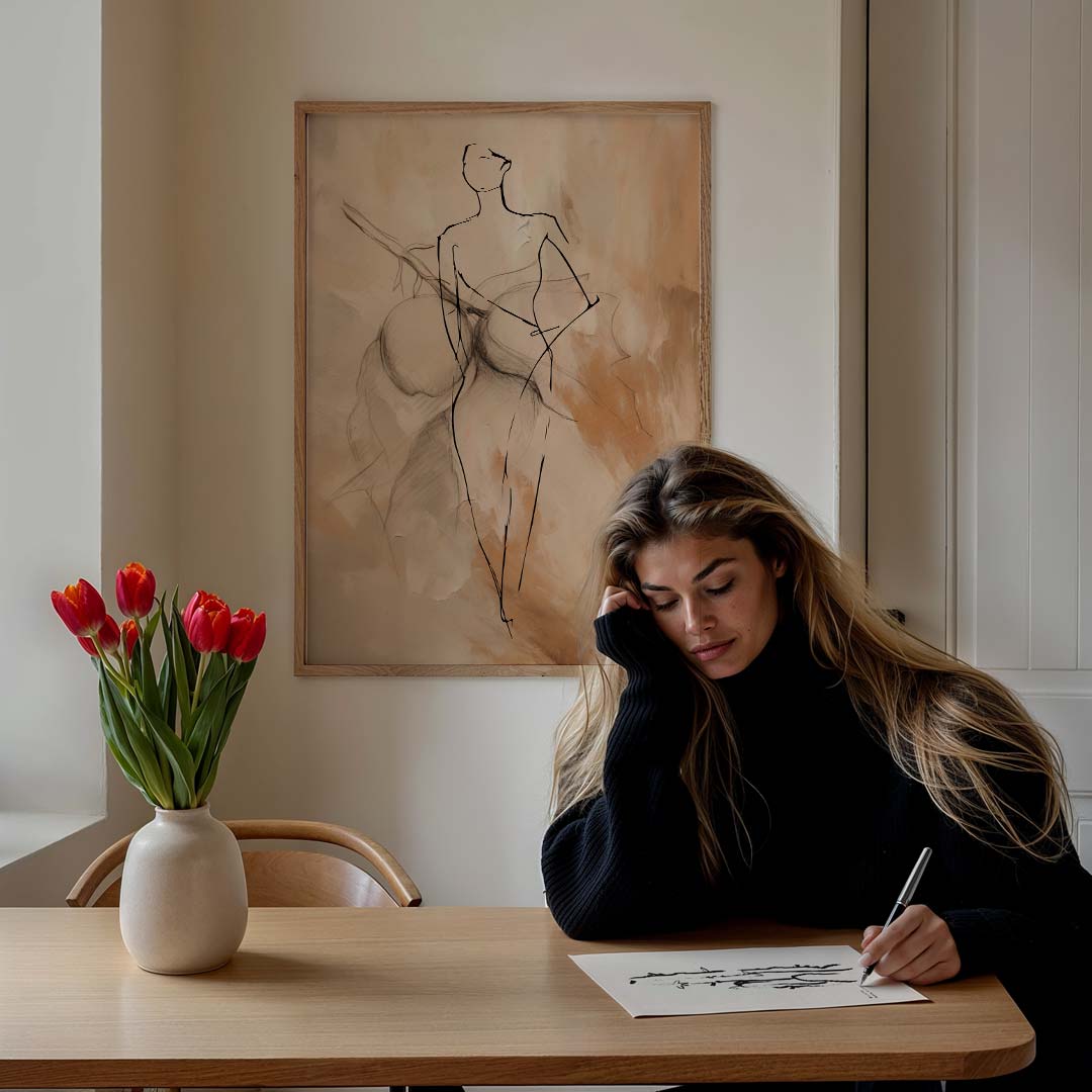 Abstracte Elegantie – staande muurposter met botanische uitstraling