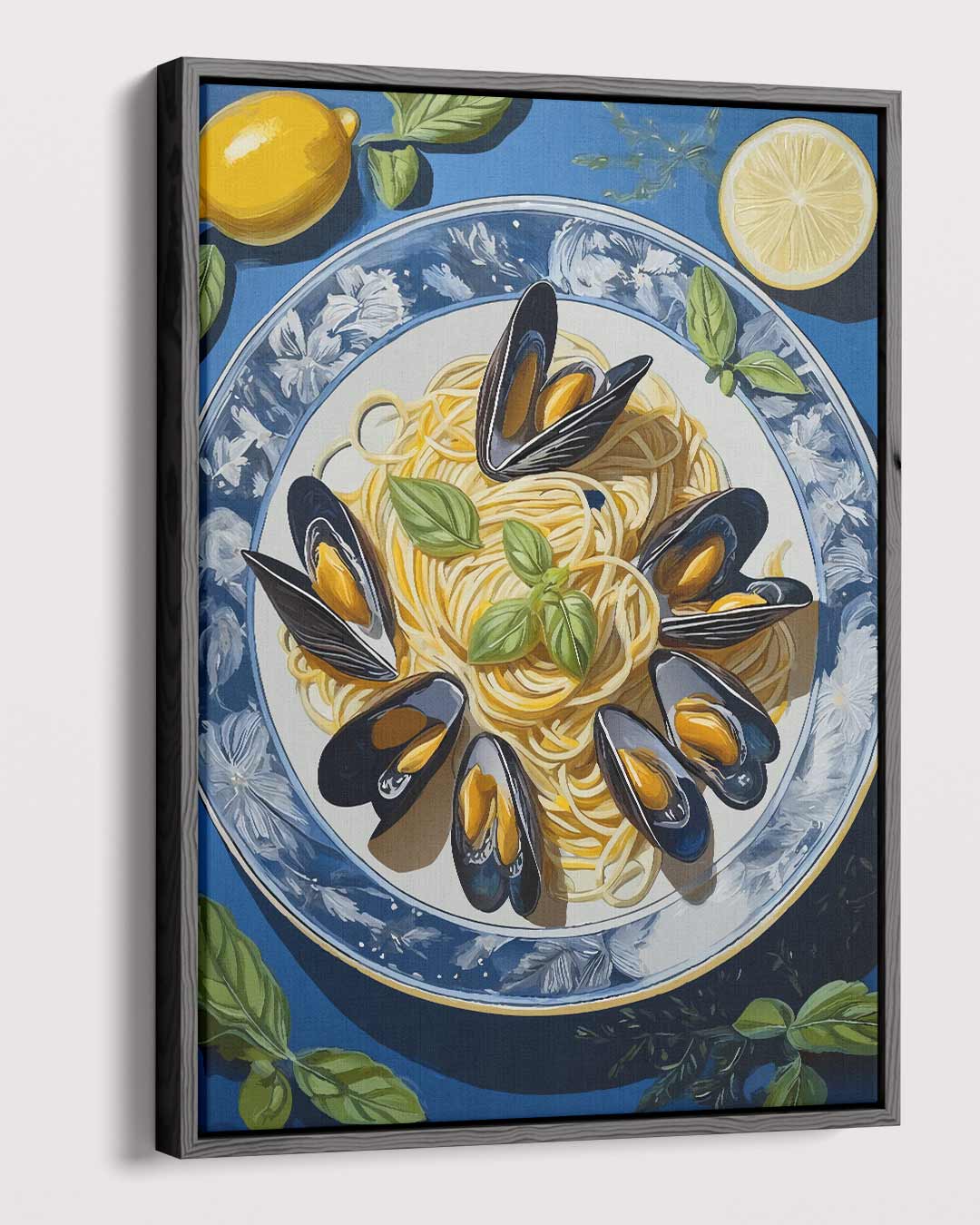 Spaghetti en Mosselen Kunstwerk – modern portret kunstwerk van WallArtistic