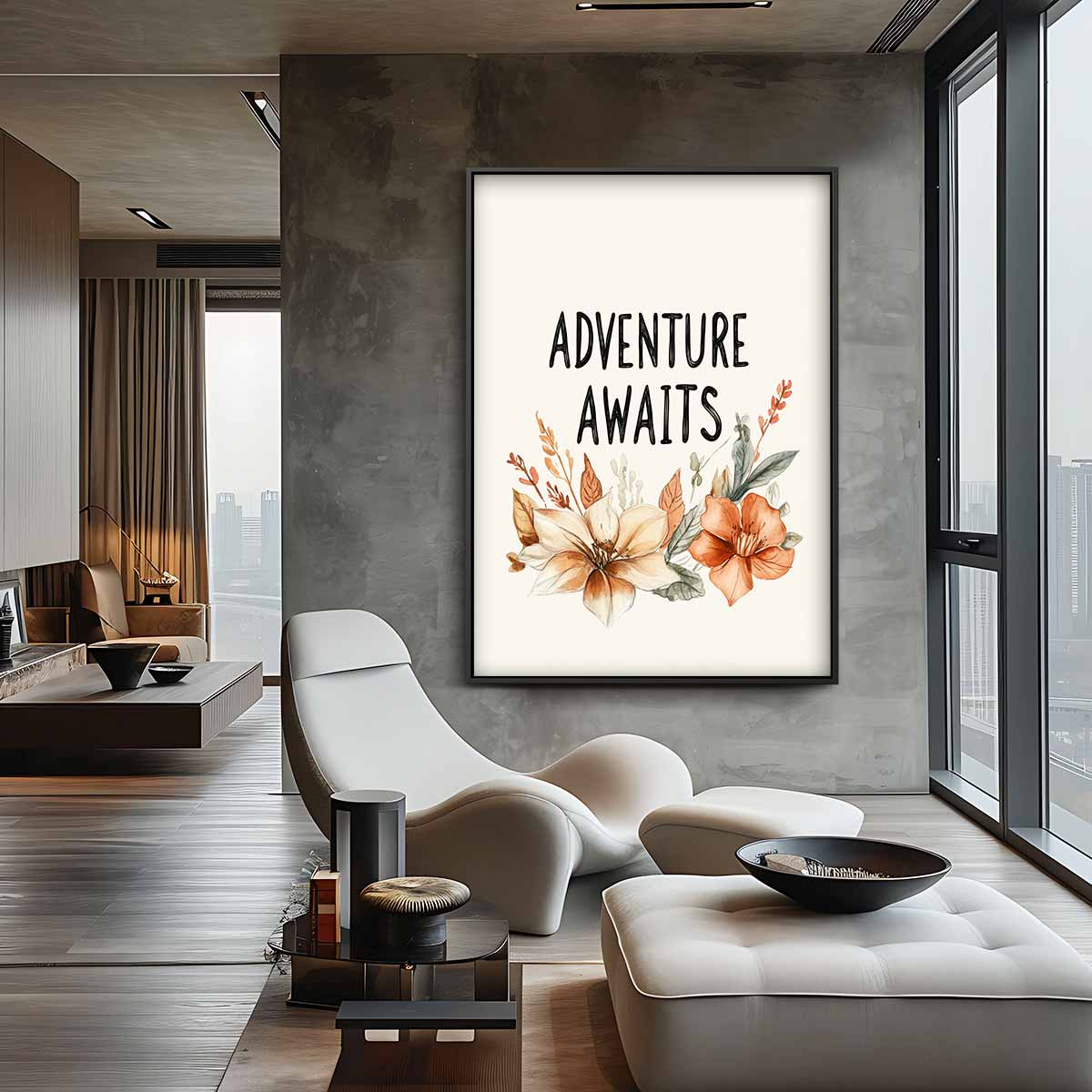 Adventure Awaits Bloemenkunst – canvas wanddecoratie in portret formaat
