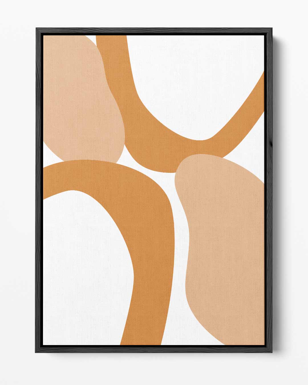 Abstracte Flow in Beige en Oranje – portret kunstwerk als wanddecoratie