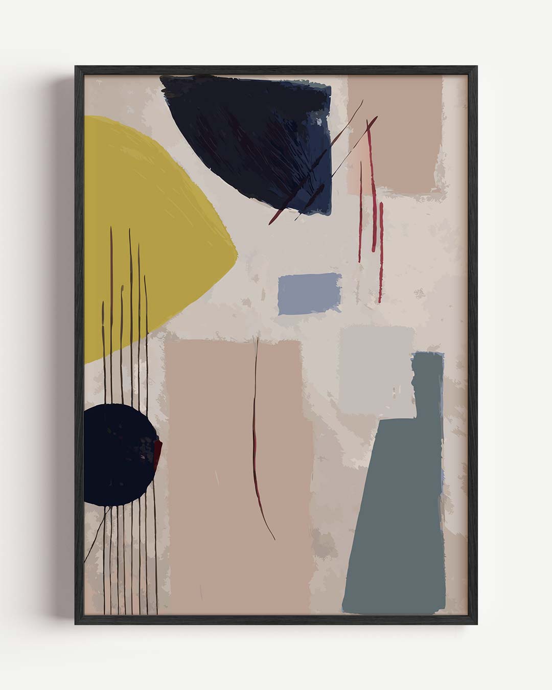 Moderne Abstracte Compositie – kleurrijke abstracte portret poster als wanddecoratie