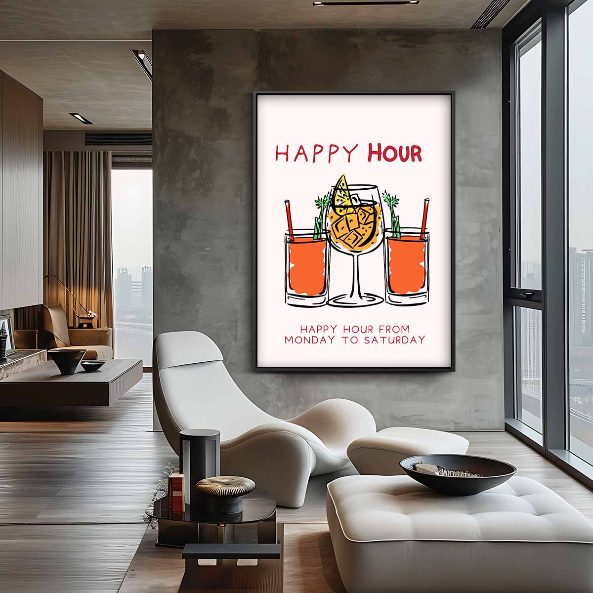Happy Hour Illustratie – plexiglas kunstwerk als wanddecoratie