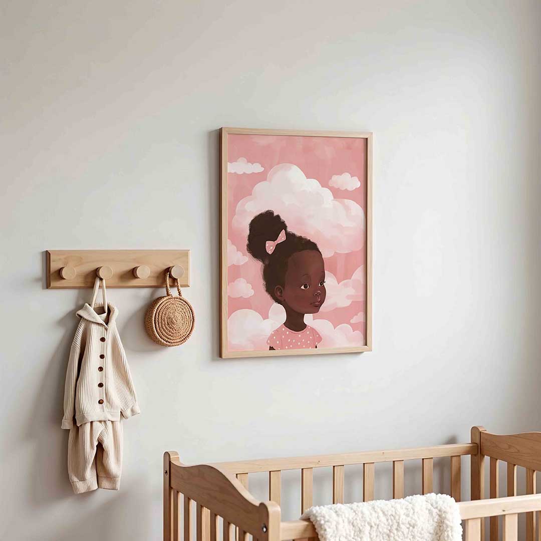 Meisje met wolken – kinderposter in staand formaat