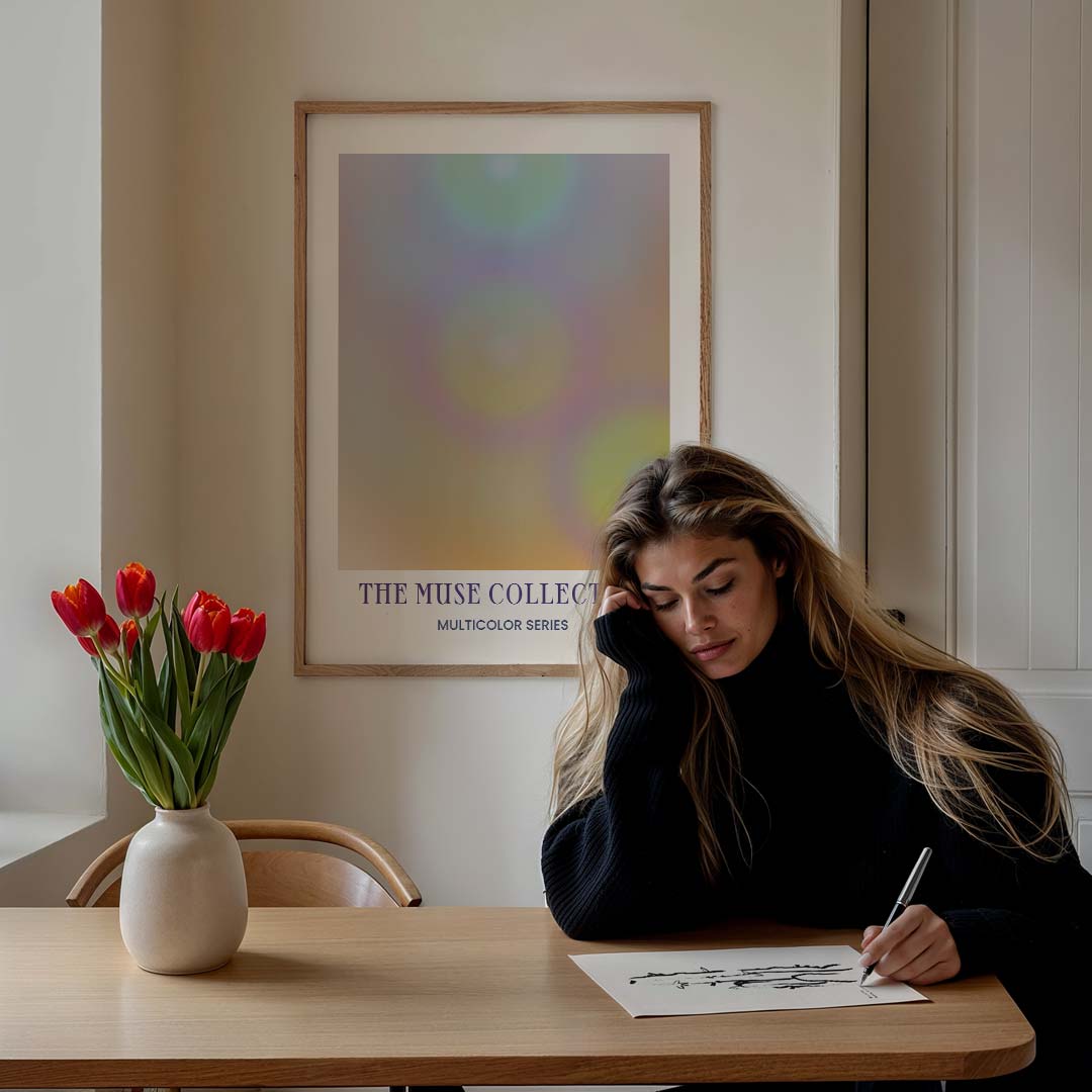 Kleurrijke Muse – staande muurposter met mindfulness uitstraling