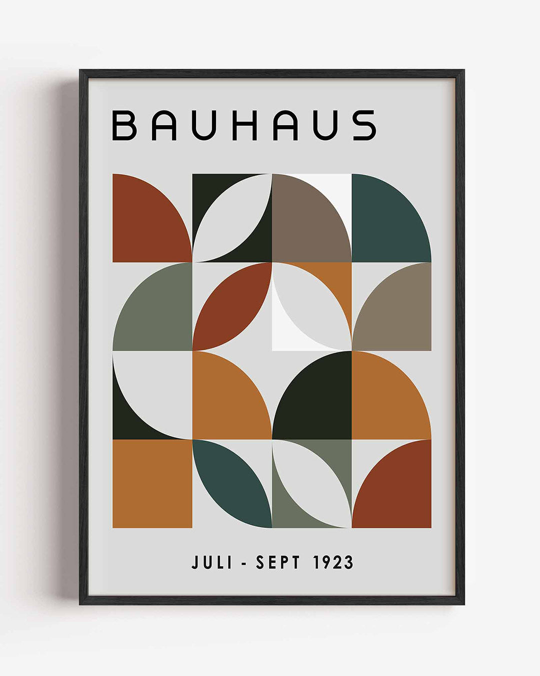 Vormritme en kleur – staande Bauhaus poster als wanddecoratie