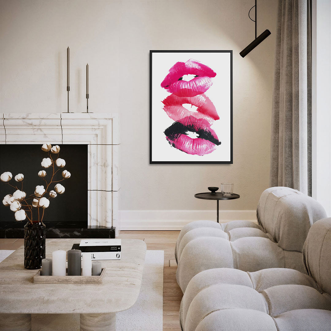 Kleurrijke lippenafdrukken – staand wanddecoratie kunstwerk
