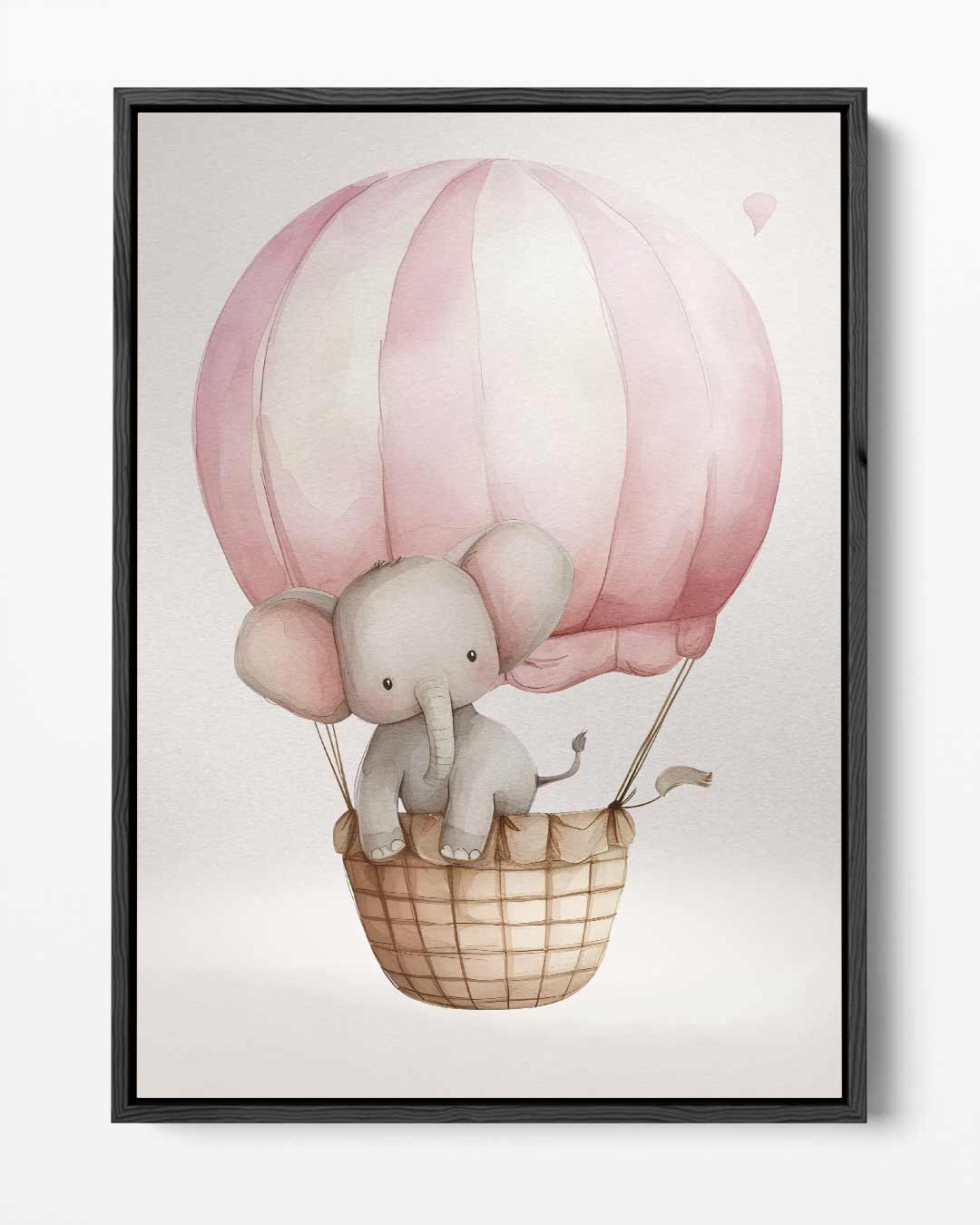 Baby Olifant in Luchtballon – portret kunstwerk als wanddecoratie