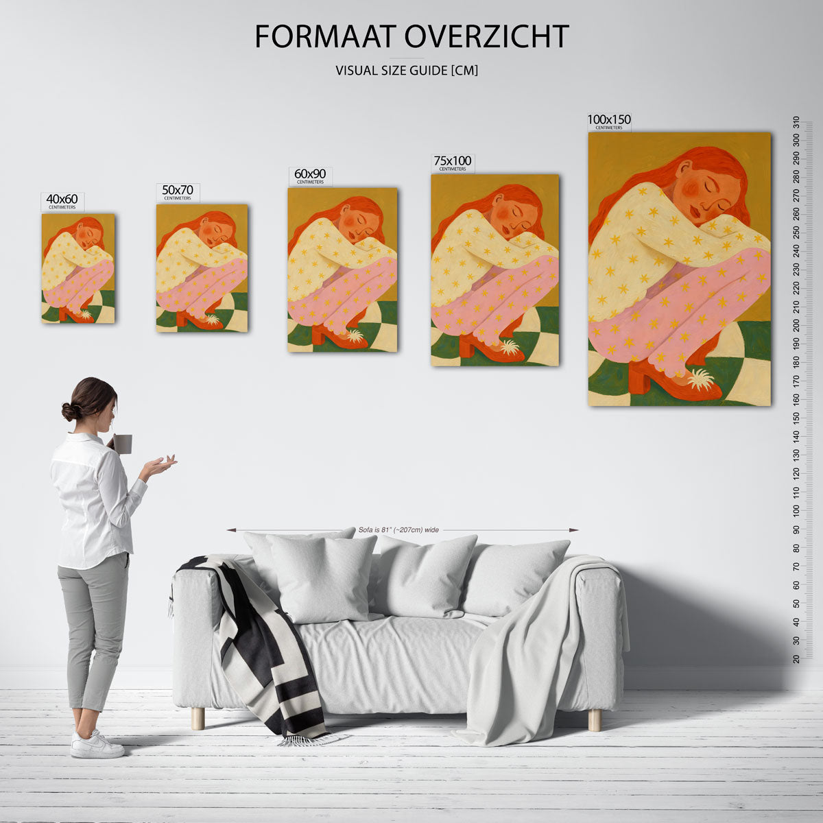 Dromerige vrouw – staand wanddecoratie kunstwerk