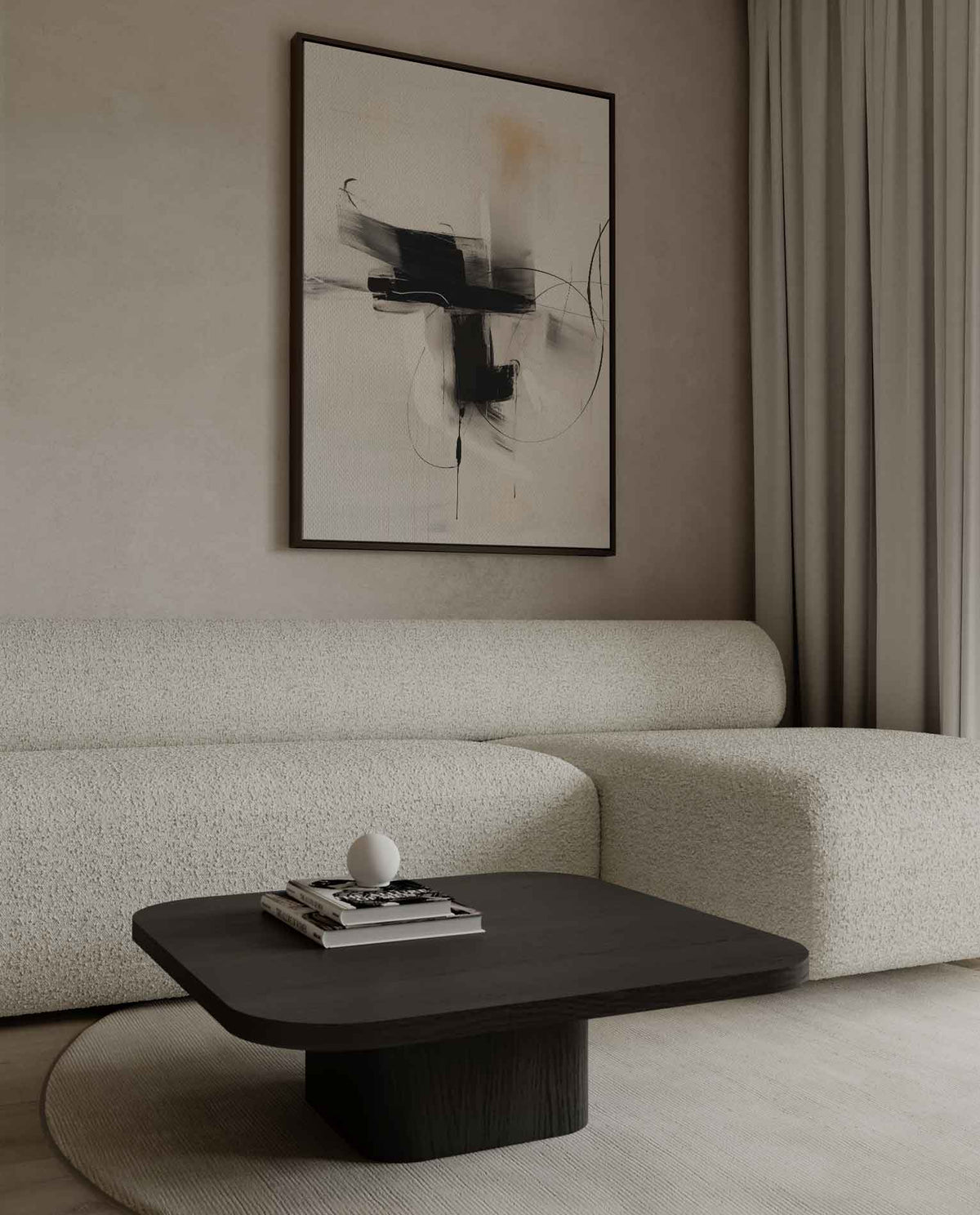 Dynamisch Abstract Zwart-Wit Schilderij – canvas kunstwerk als wanddecoratie