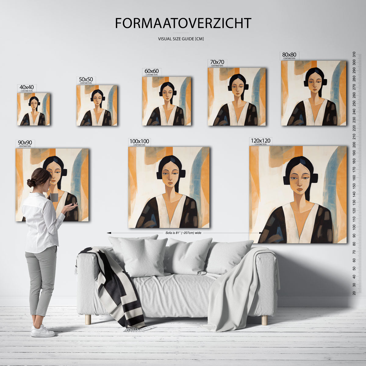 Vrouwelijk portret – vierkante muurposter met vrouwelijk portret