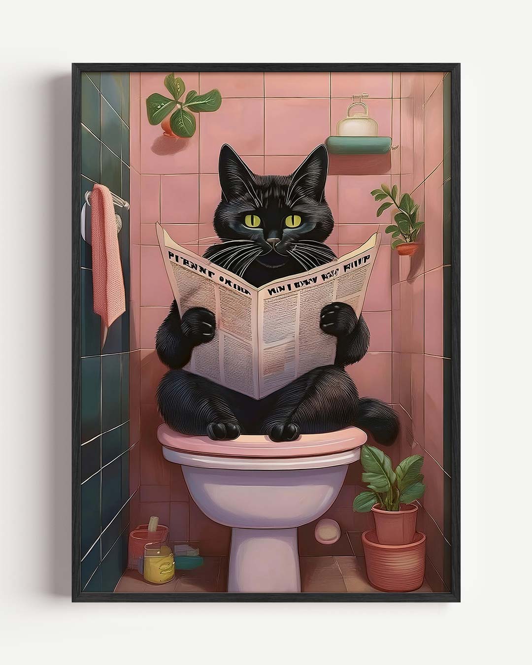 Kat op het Toilet – Popart en Streetart portret poster als wanddecoratie
