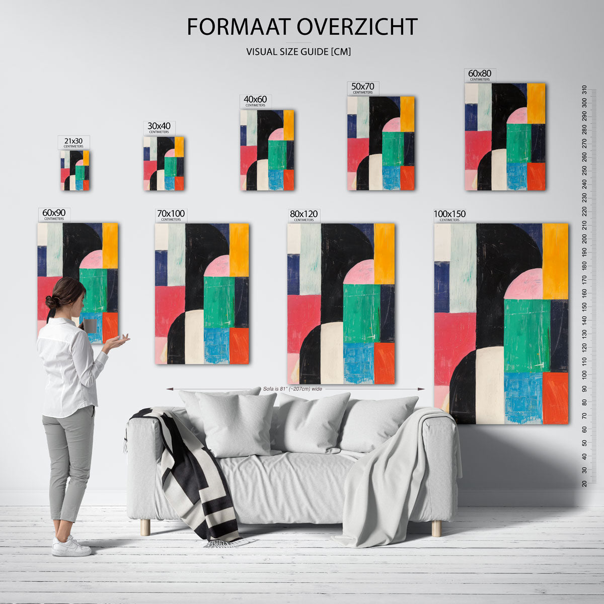 Geometrische vormen – staande muurposter met kleurrijke illustratie