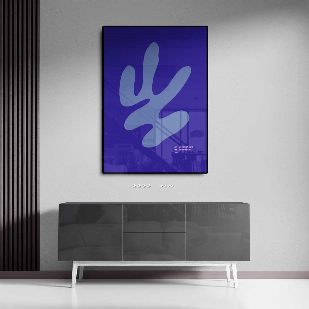 Blauwe Botanische Expressie – canvas wanddecoratie in portret formaat