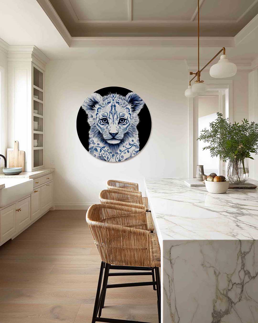 Leeuwenwelp – Pop Art muurcirkel als ronde wanddecoratie