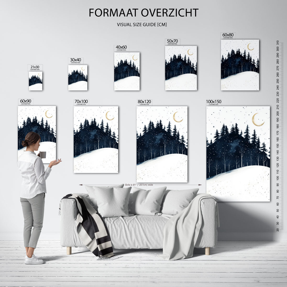 Winterlandschap met bomen – staande muurposter voor de kinderkamer