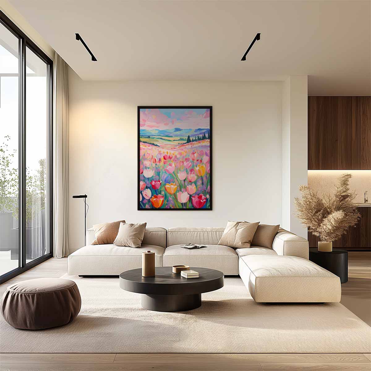 Kleurrijke Tulpenvelden – staand kunstwerk voor modern interieur