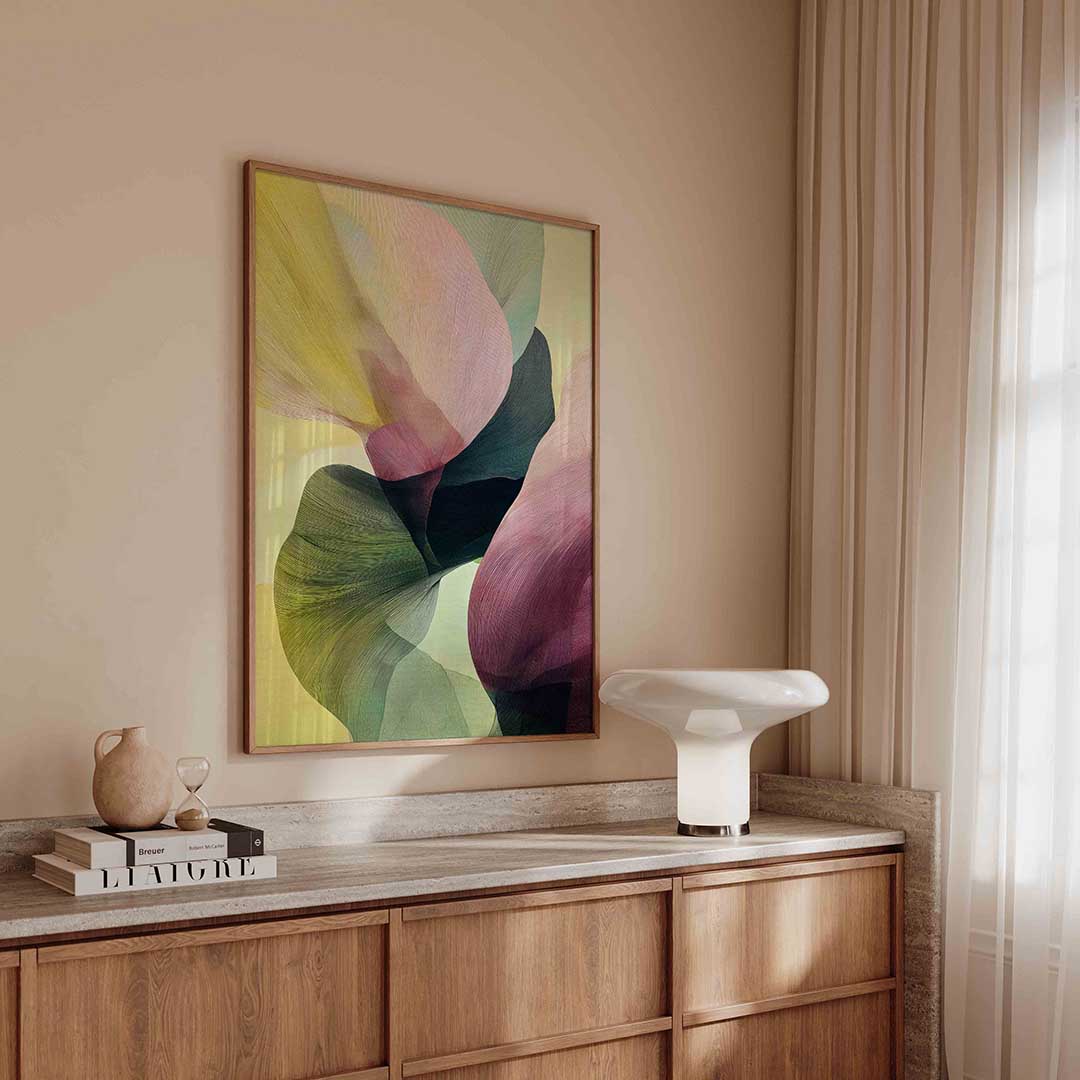 Vloeiende vormen – abstracte poster in staand formaat