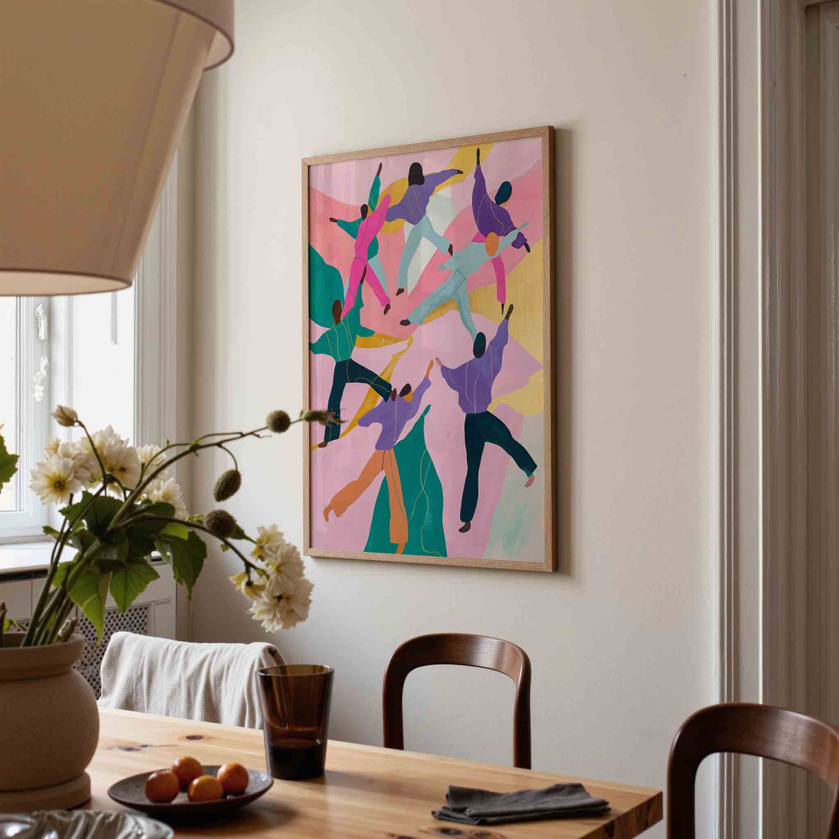 Dansende figuren – eigentijdse illustratie poster in staand formaat