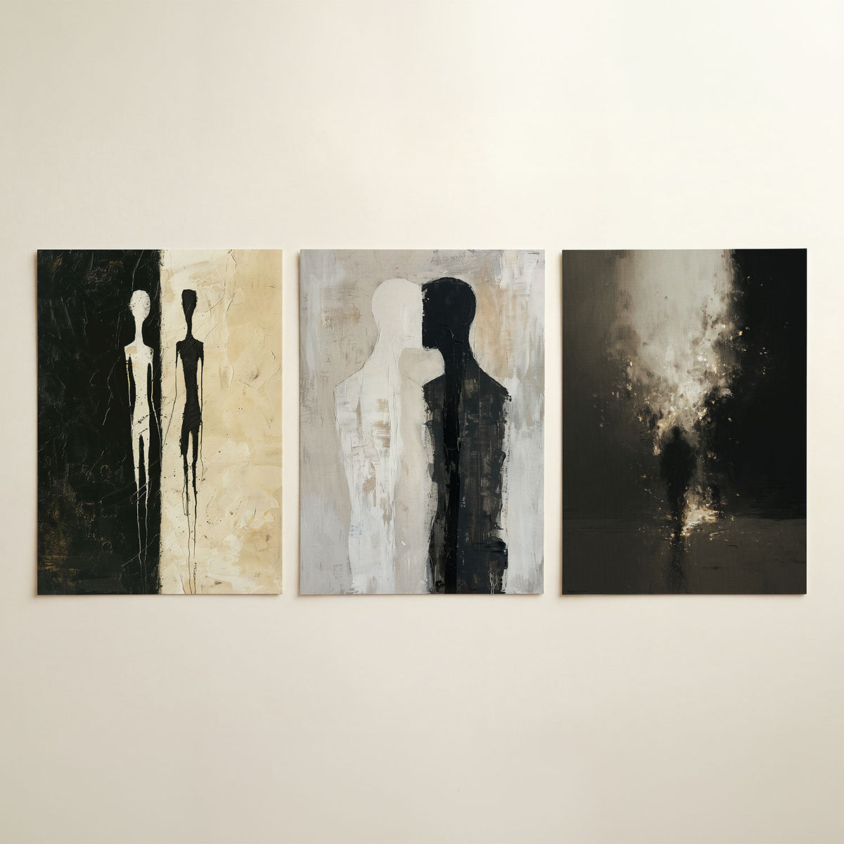 Schaduwfiguren driedelige posterset in tweede interieur