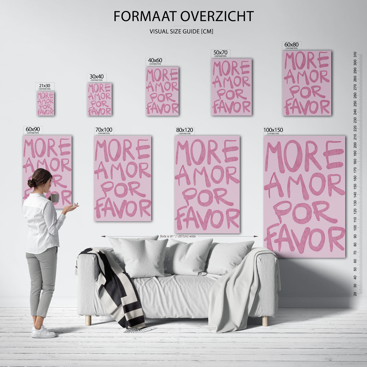 More amor por favor – staande muurposter met kleurrijke abstracte vormen