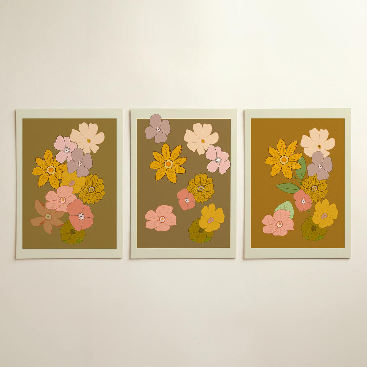 Bloemenpracht posterset – detailweergave – deze posterset toont een speelse verzameling van bloemen in