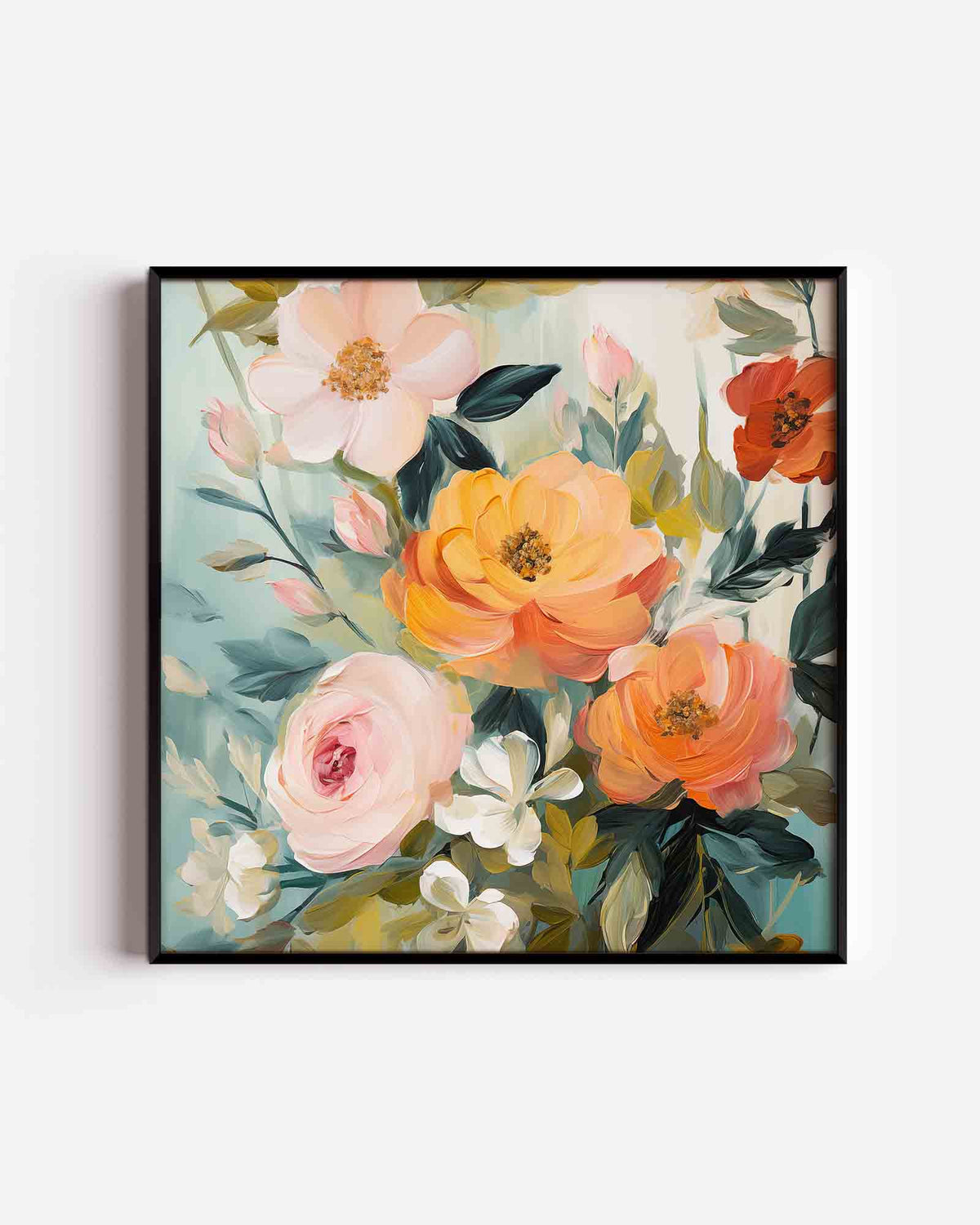 Bloemen in zachte tinten – bloemen vierkante poster als wanddecoratie
