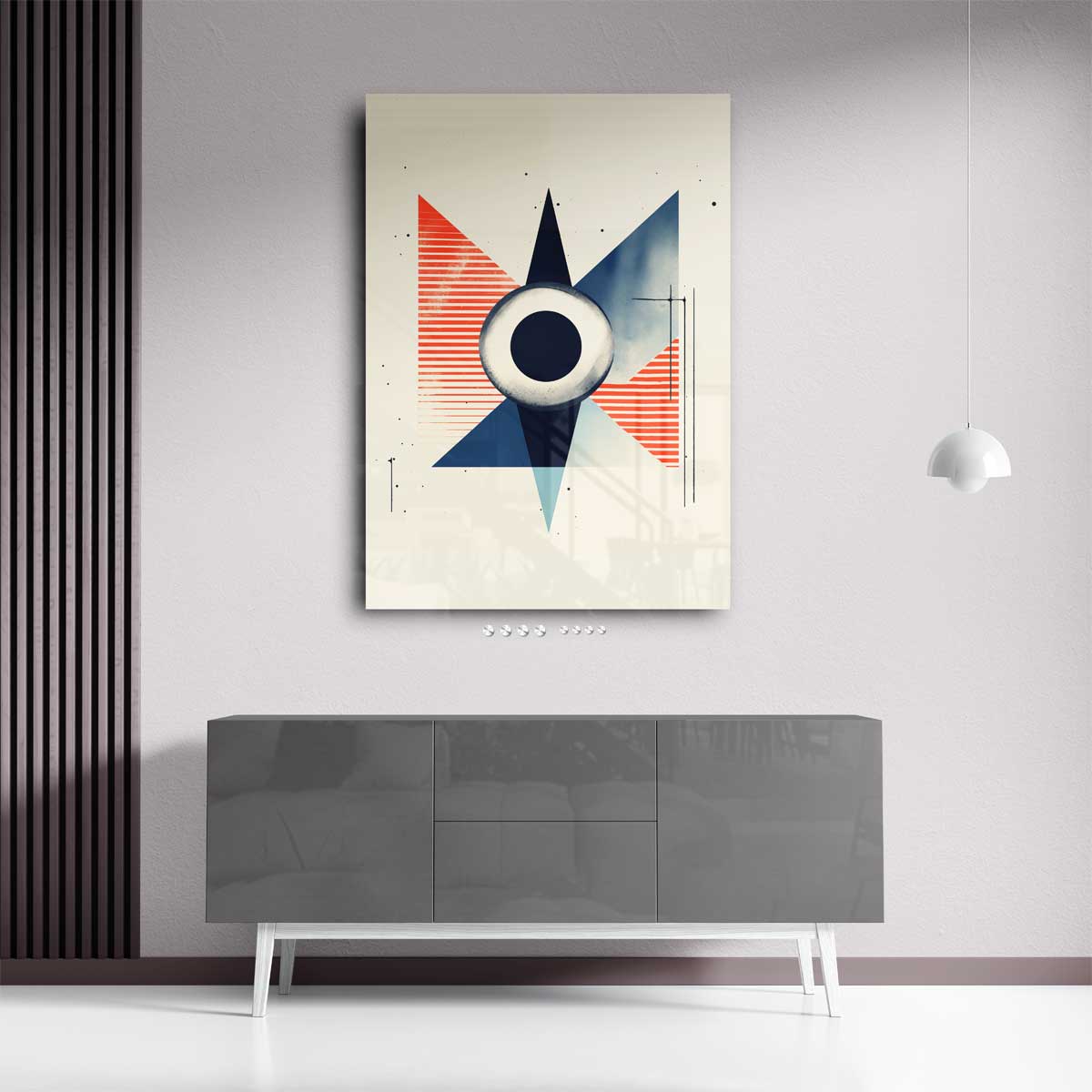 Geometrische Vortex – kunstwerk met zwarte baklijst