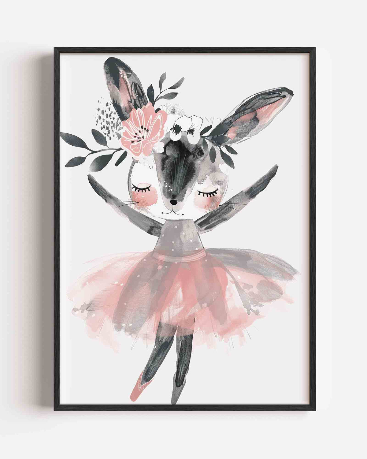 Dansend konijn – kids portret poster als wanddecoratie