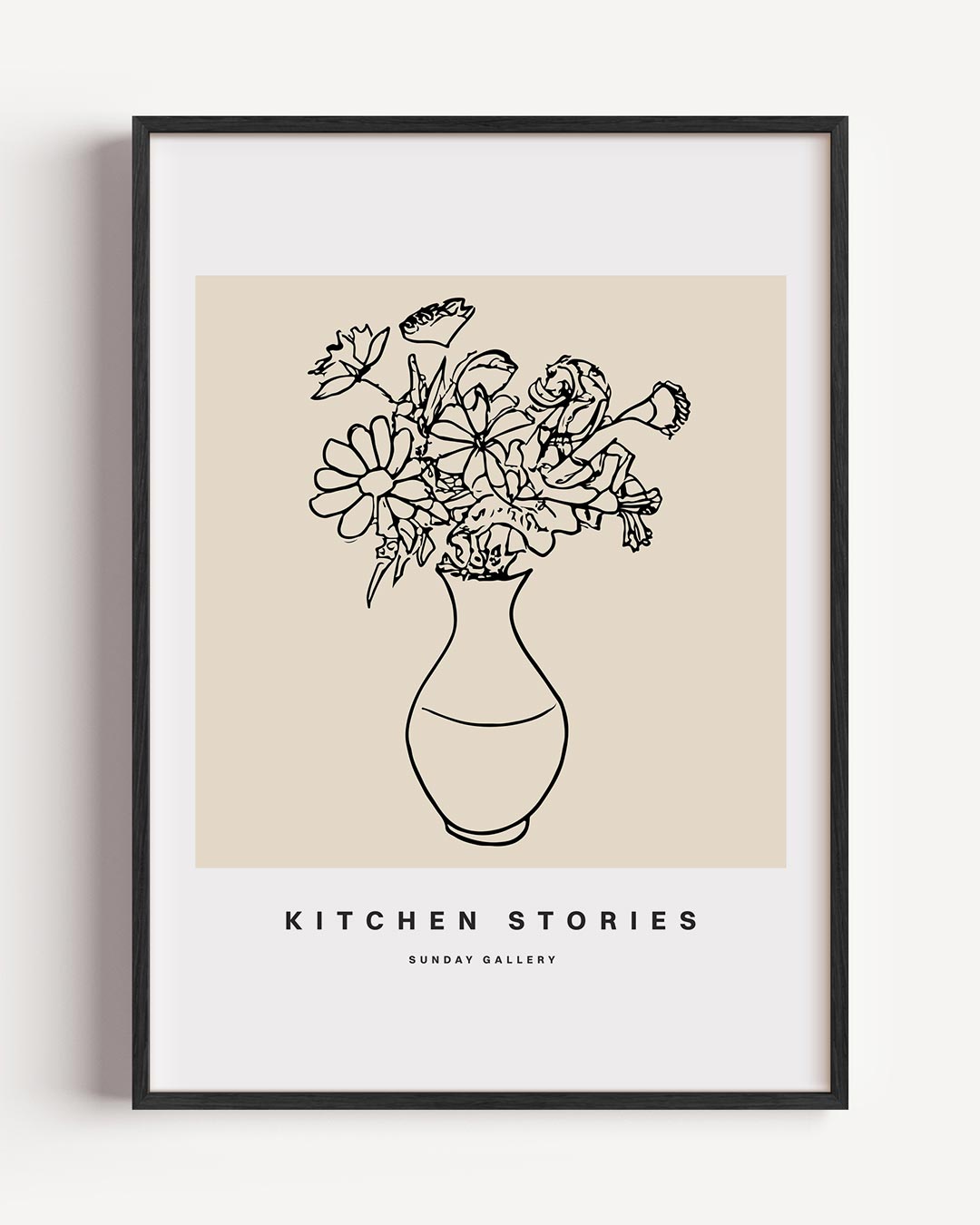 Bloemen Vaas Lijntekening – keuken portret poster als wanddecoratie