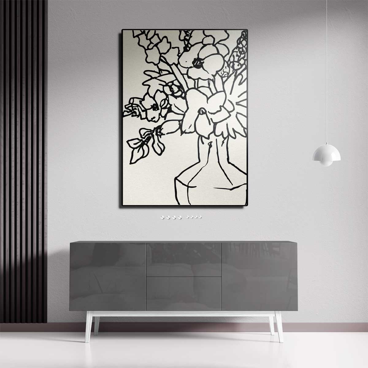 Bloemen in Lijn – staande wandkunst voor woonkamer of interieur