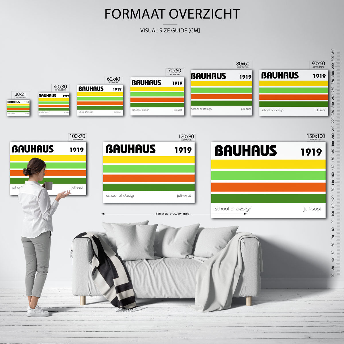Kleurstroken en tekst – geometrische poster in Bauhaus-stijl van WallArtistic