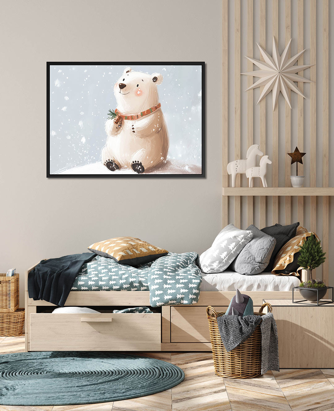 Vrolijke ijsbeer illustratie – Illustratie – wanddecoratie in interieur