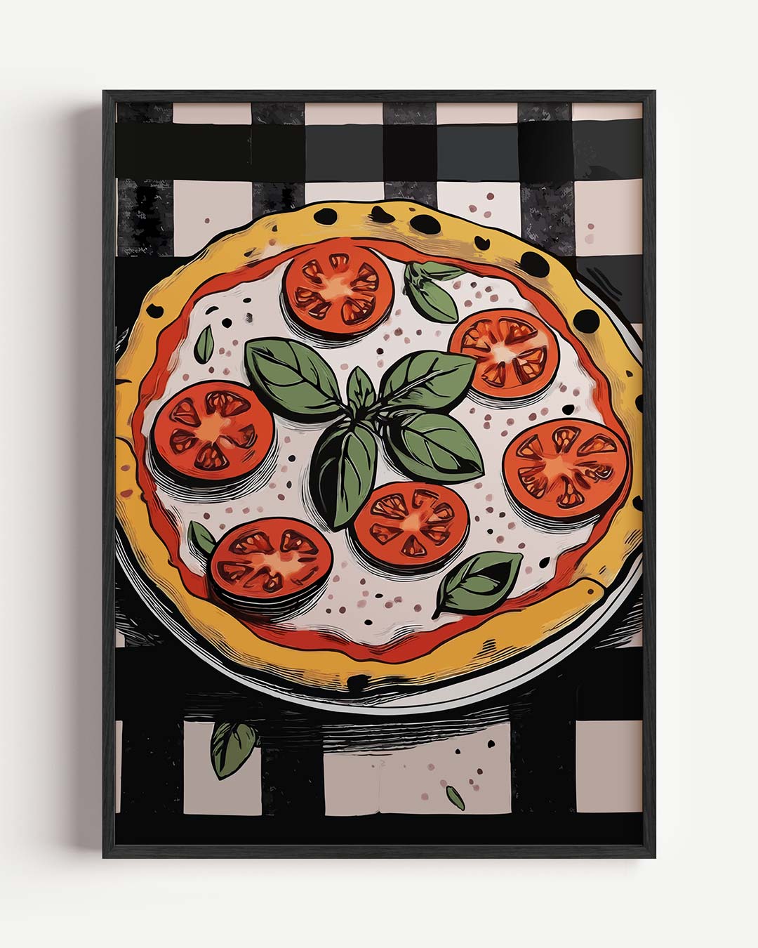 Italiaanse Pizza Illustratie – keuken portret poster als wanddecoratie