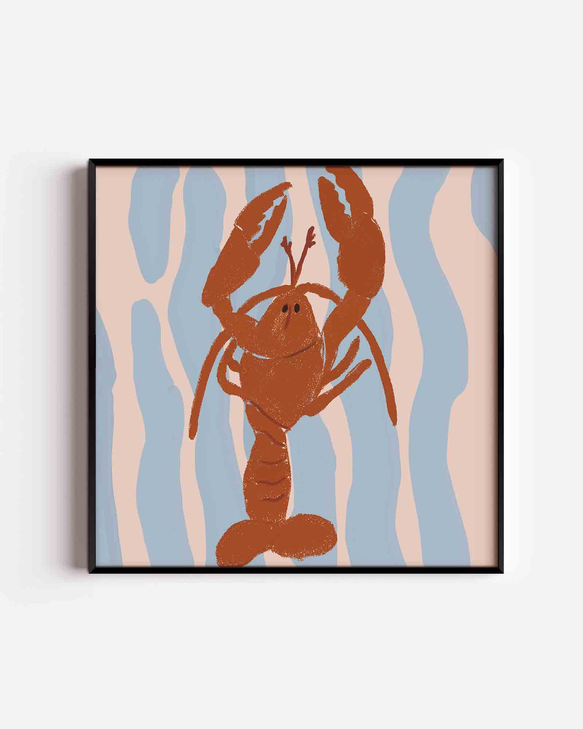 Kreeft op blauwe strepen – keuken vierkante poster als wanddecoratie