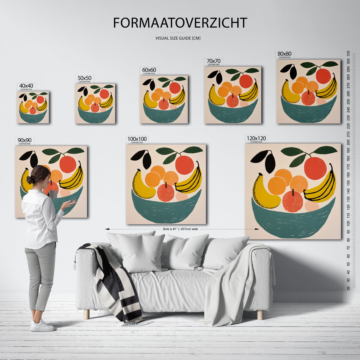 Fruitmand – vierkante muurposter voor keuken of eethoek