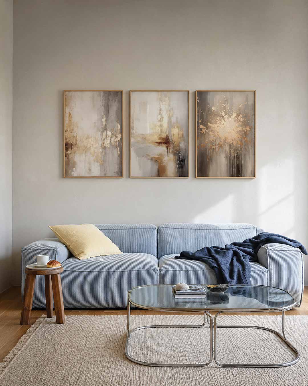 Gouden vlekken – deze posterset in drie delen toont een spel van gouden en grijze tinten, met – weergave 2