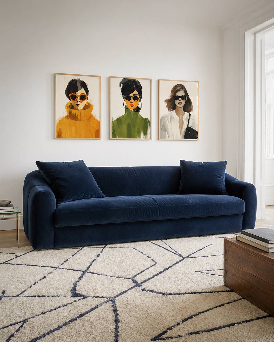 Kleur en schaduw posterset – tweede productweergave – een portret met warme oranje tinten en donkere accenten