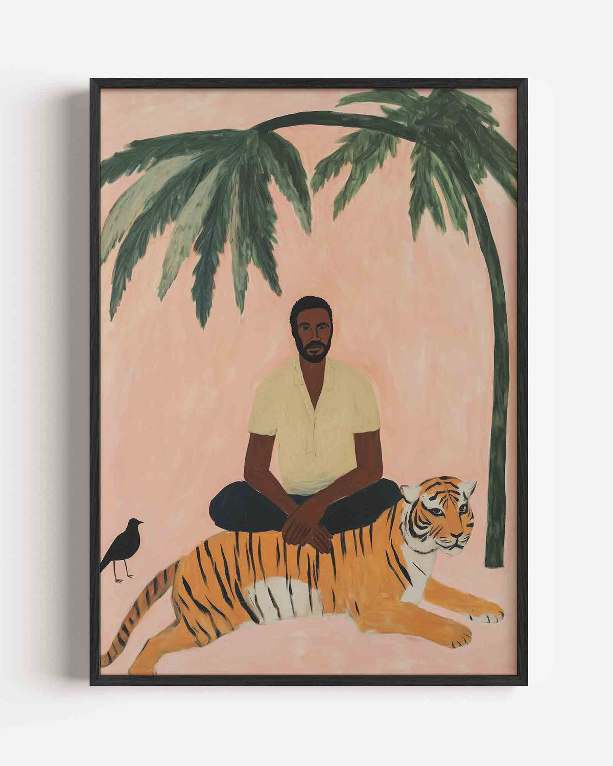 Man met tijger en palm – jungle portret poster als wanddecoratie