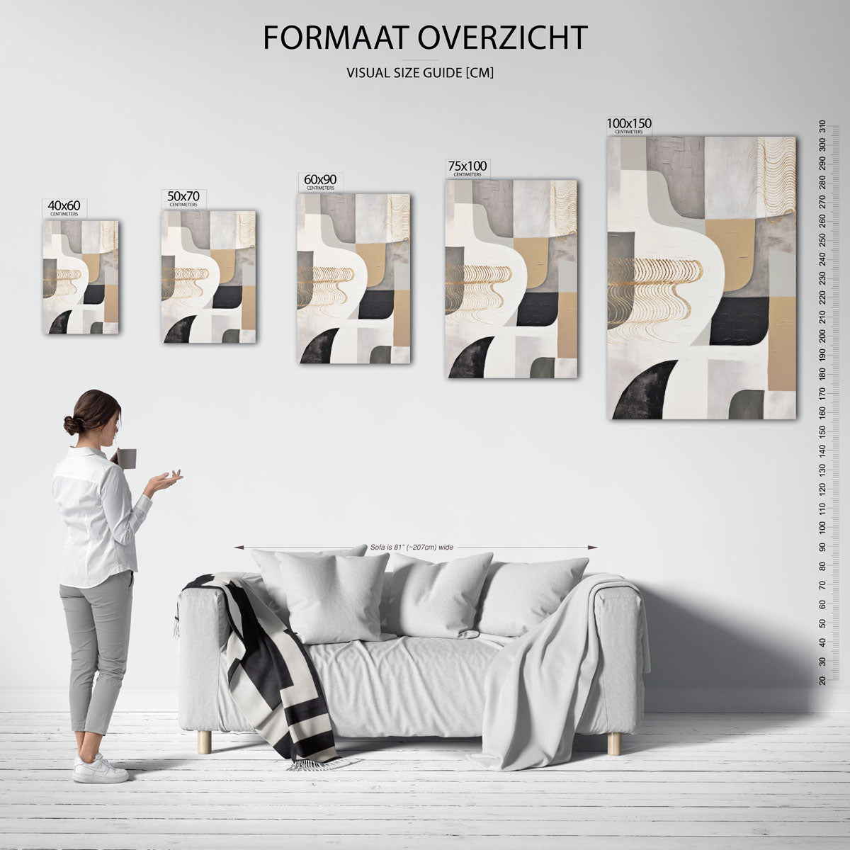 Organische vormen compositie – staand wanddecoratie kunstwerk