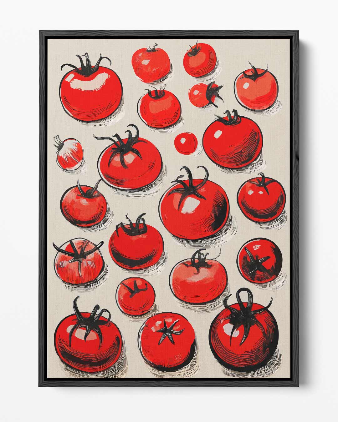 Speelse Tomatenprint – portret kunstwerk als wanddecoratie
