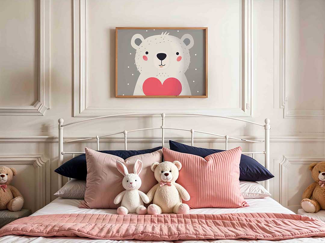 Beer met hart – kids poster in liggend formaat