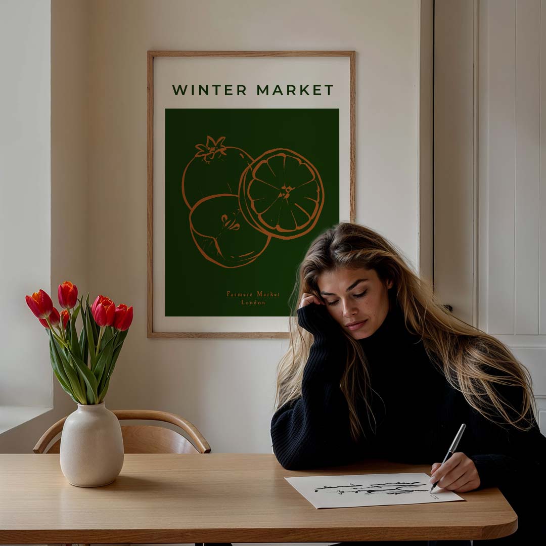Winter Market – culinaire wandkunst als portret poster