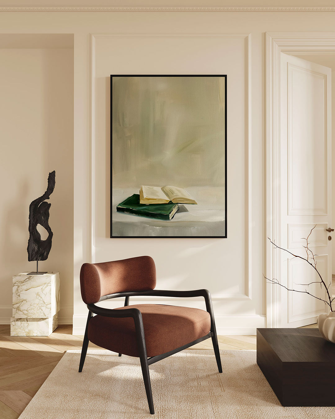 Boeken op tafel – staande wanddecoratie