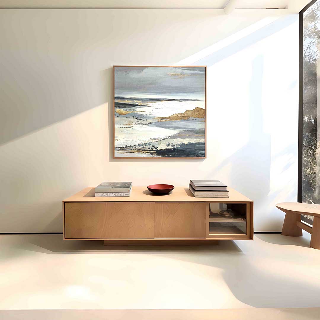 Abstracte landschapsweergave – vierkante abstracte wanddecoratie van WallArtistic