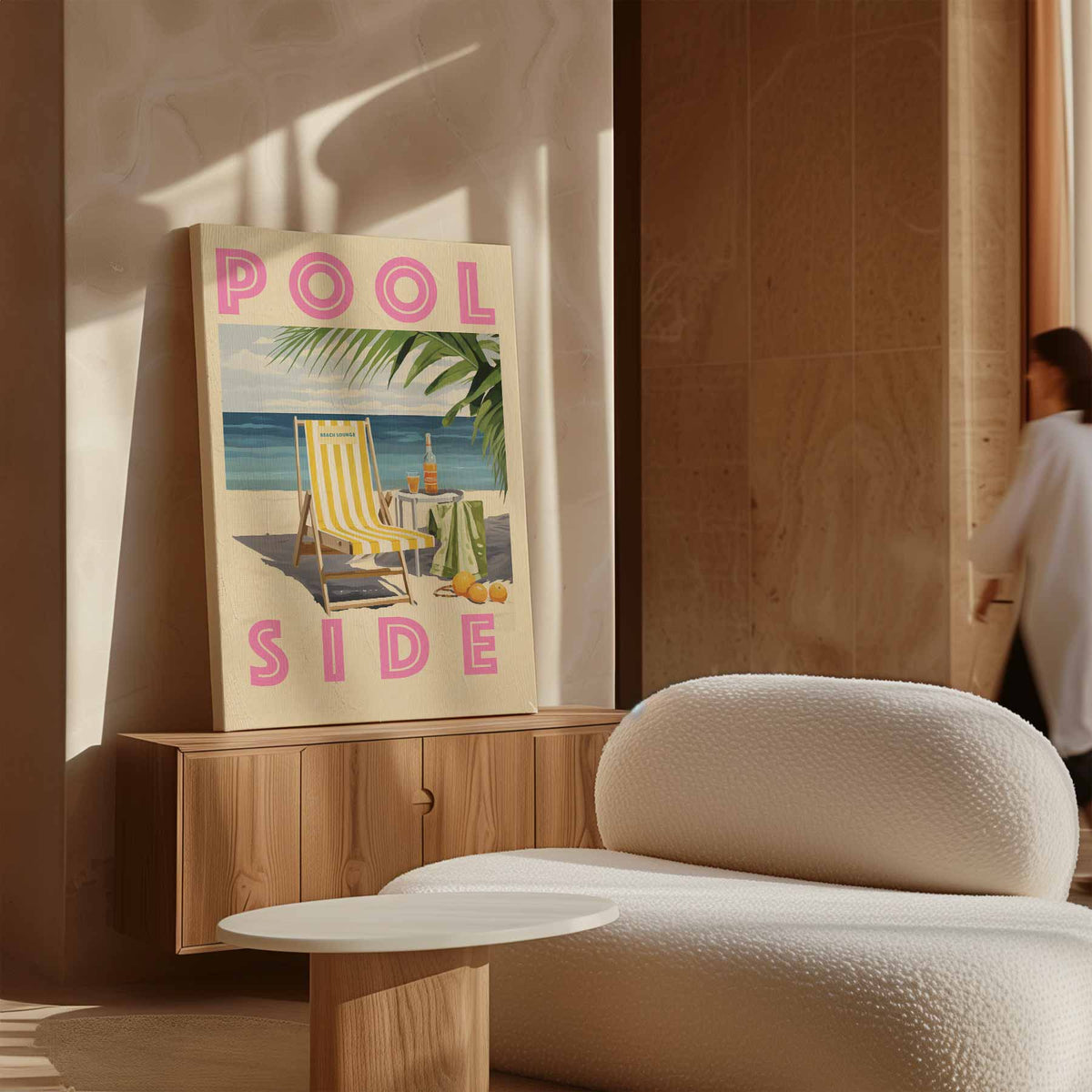 Zomerstrand Lounge – plexiglas wanddecoratie in portret formaat