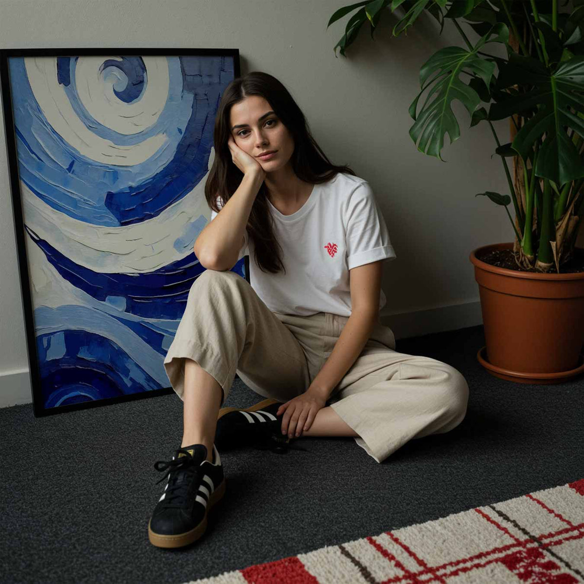 Dromerige Blauwe Wervelingen – abstracte wandkunst als portret poster